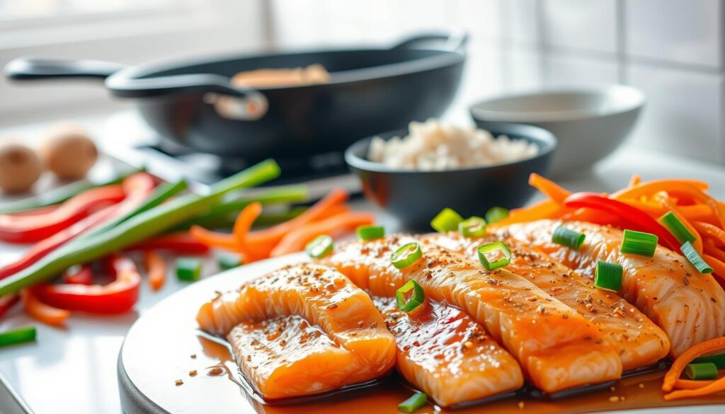 Asian Salmon Dish Preparation