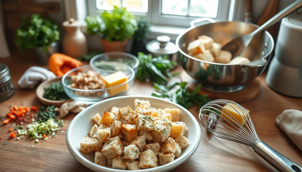 Homemade Chicken Dressing Preparation