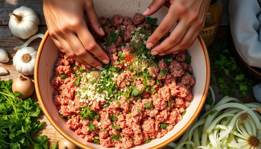 Meatballs without breadcrumbs mixing technique