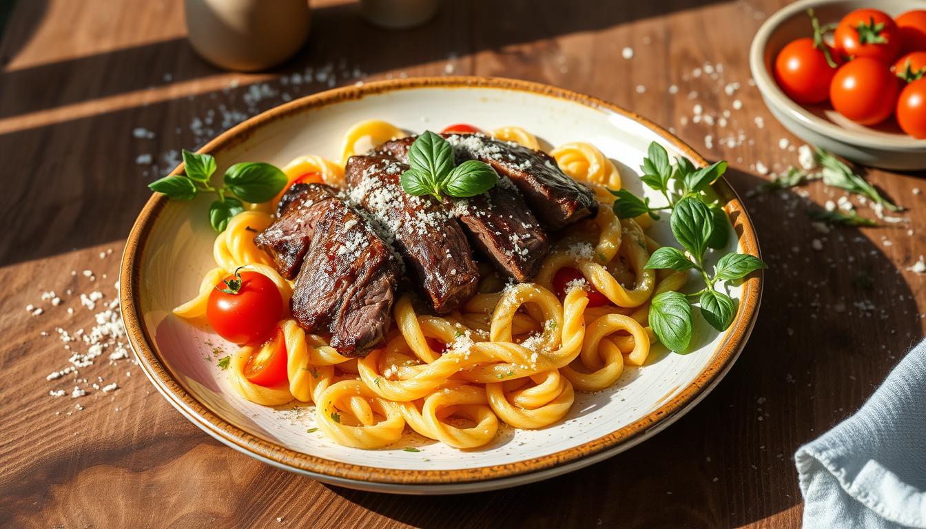 beef steak pasta