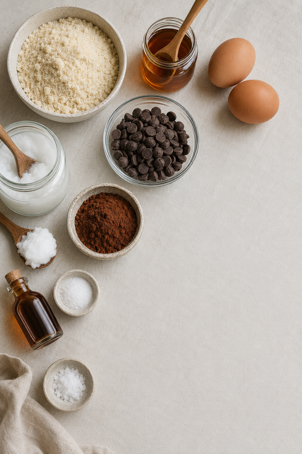 Flat lay of healthy brownie ingredientss