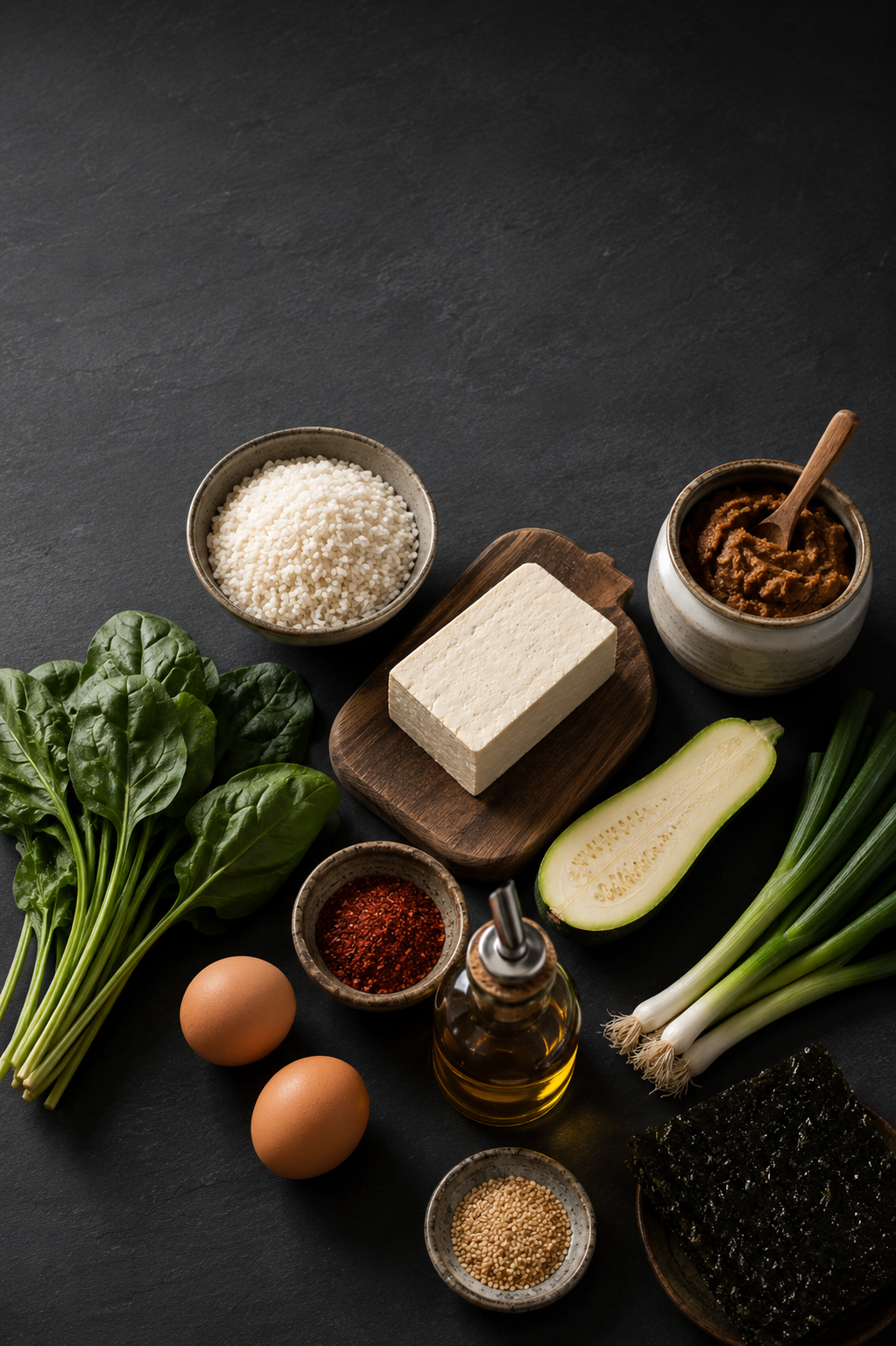 ingredients: a small ceramic bowl of uncooked short-grain white rice