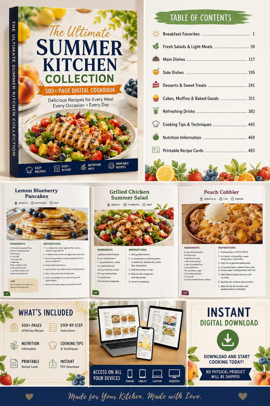 The Ultimate Summer Kitchen Collection – 500+ Page Digital Cookbook (Instant PDF Download)